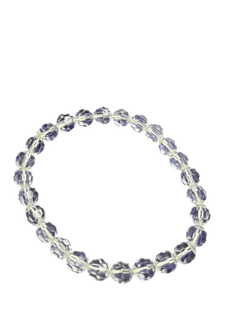 Clear Plastic Faceted Beaded Stretchy Bracelet 7.25 inches Unstretched